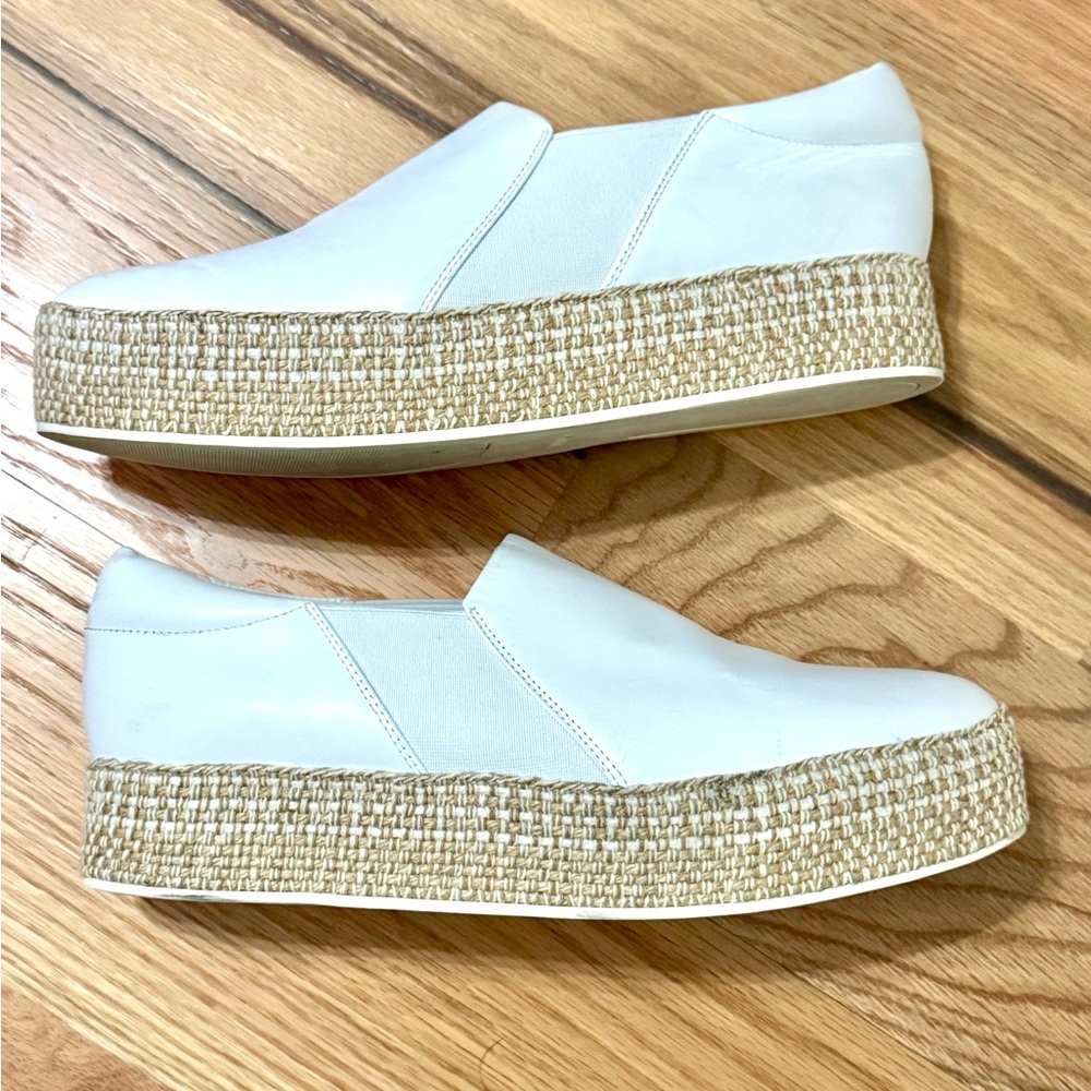 Vince Women’s Wilden Leather Espadrille Platform Sneakers White 8